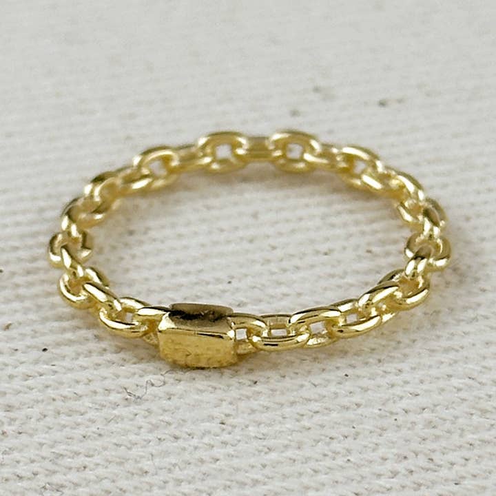 Anel de Corrente Trabalhado em Ouro 18k Filled por atacado de GoldFi