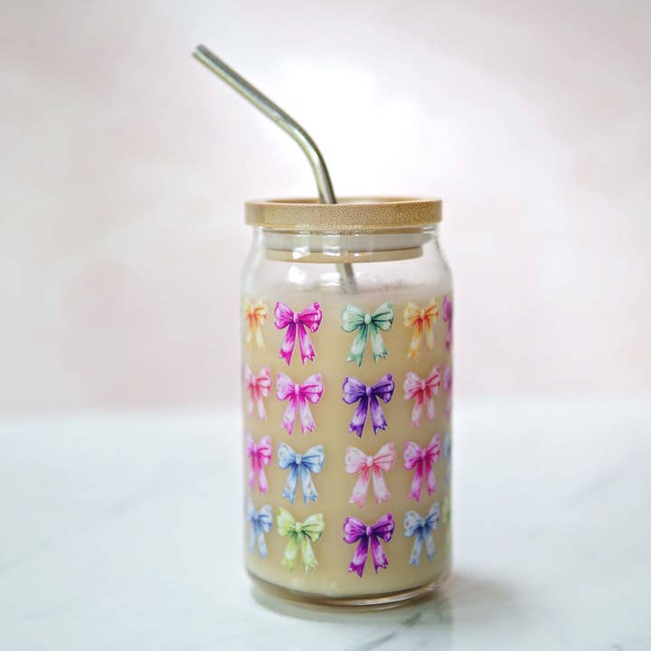 Coquette Colorful Bows Can Glass for wholesale by Forest Cove Home
