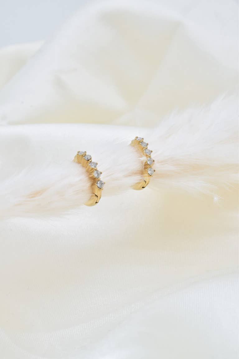 Kapyco - Wholesale Hoop Earrings - Mini Creole rhinestone in stainless steel - BO1004142