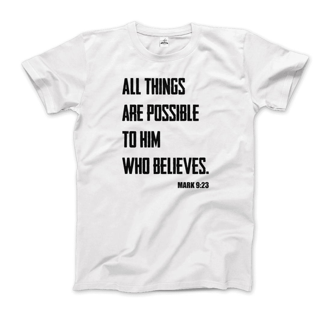 Art-O-Rama Shop - Wholesale Screen Printed T-Shirt - Women's - Biblical Quote - Mark 9:23 - All Things Are Possible T-Shirt3