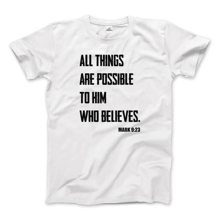 Art-O-Rama Shop - Wholesale Screen Printed T-Shirt - Women's - Biblical Quote - Mark 9:23 - All Things Are Possible T-Shirt3