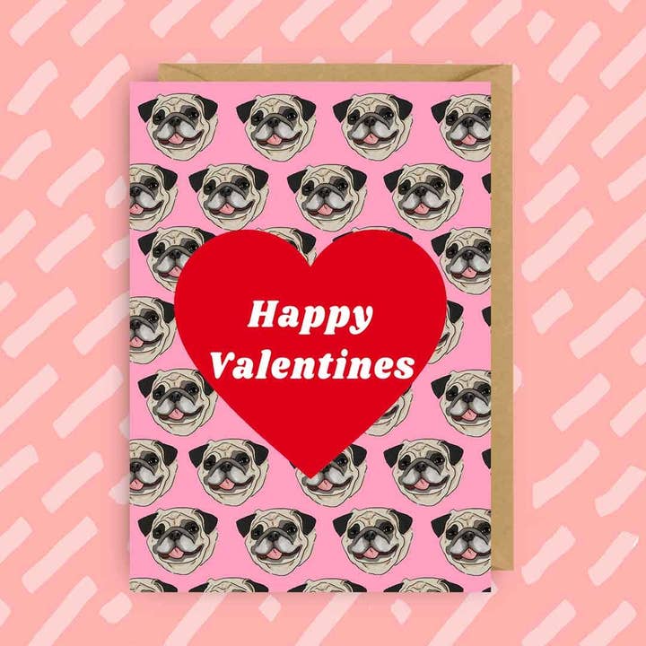 Cute Pug Valentines Card | Dogs | LGBT | Queer | Gay Cards for wholesale by The Queer Store