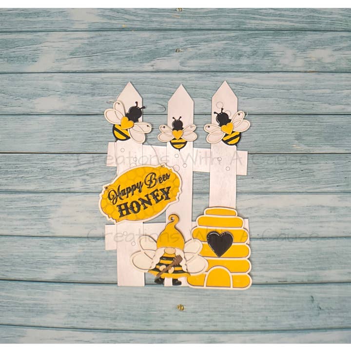 Honey Bee Gnome Interchangeable Set - Fence Stand for wholesale by Creations With A Cause