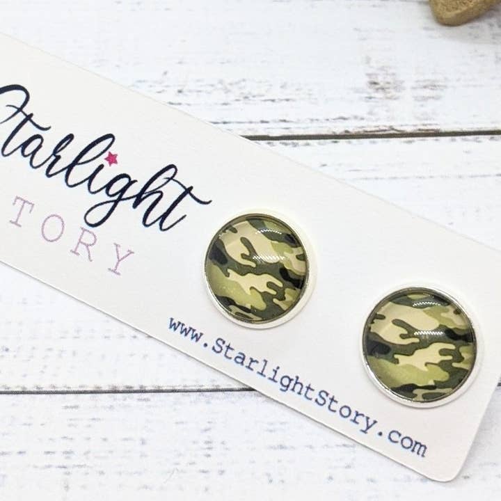 Camo glas Stud Øreringe for engroshandel hos Starlight Story