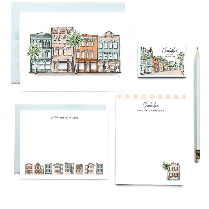 Texture Design Co – Großhandel Briefpapier-/Postkarten-Set – Sherbet Painted Streets: Die Downtown Flat Card4