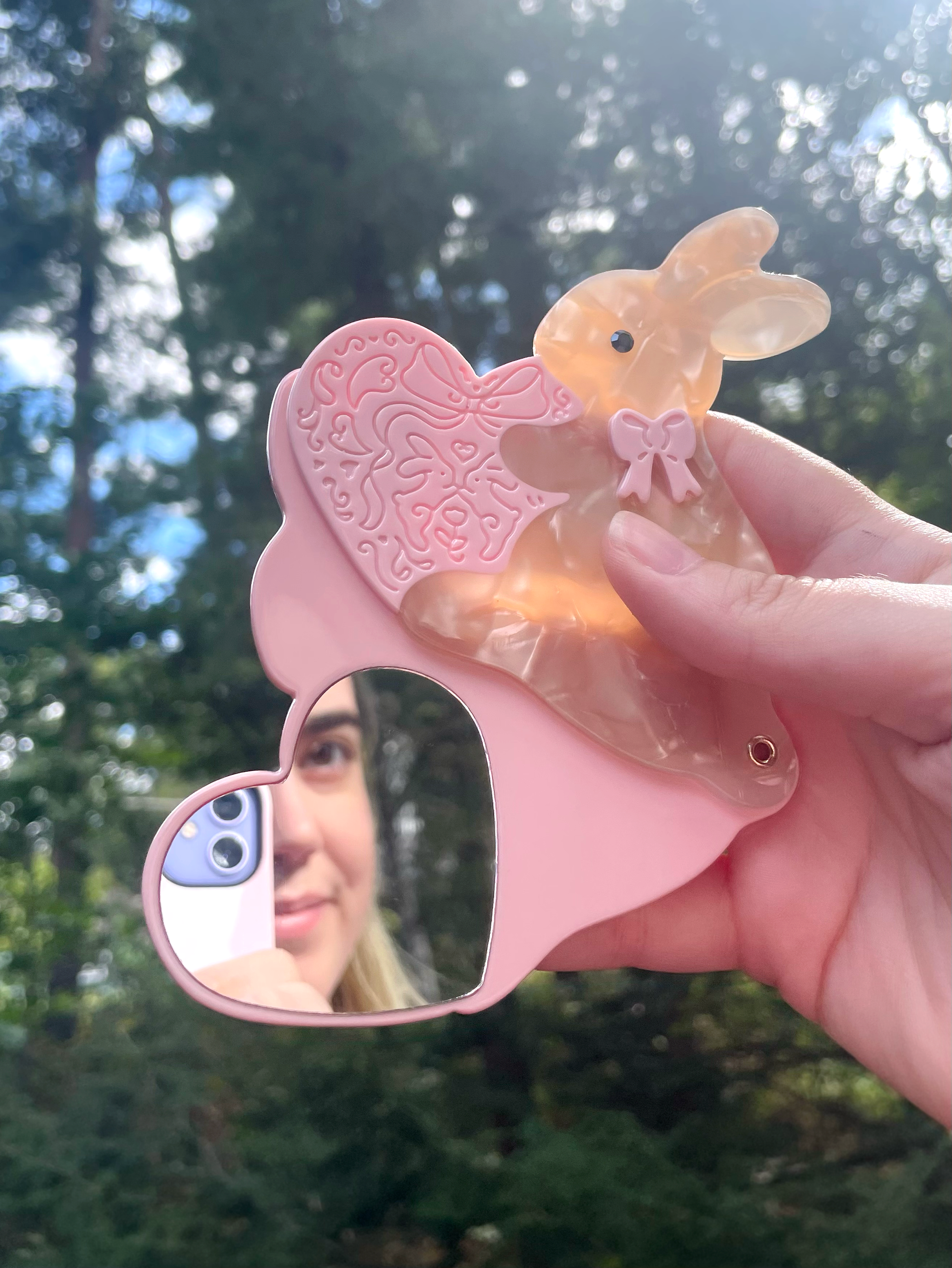 Cambrasine - Wholesale Compact Mirror - Coquette Rabbit Swivel Pocket Mirror2