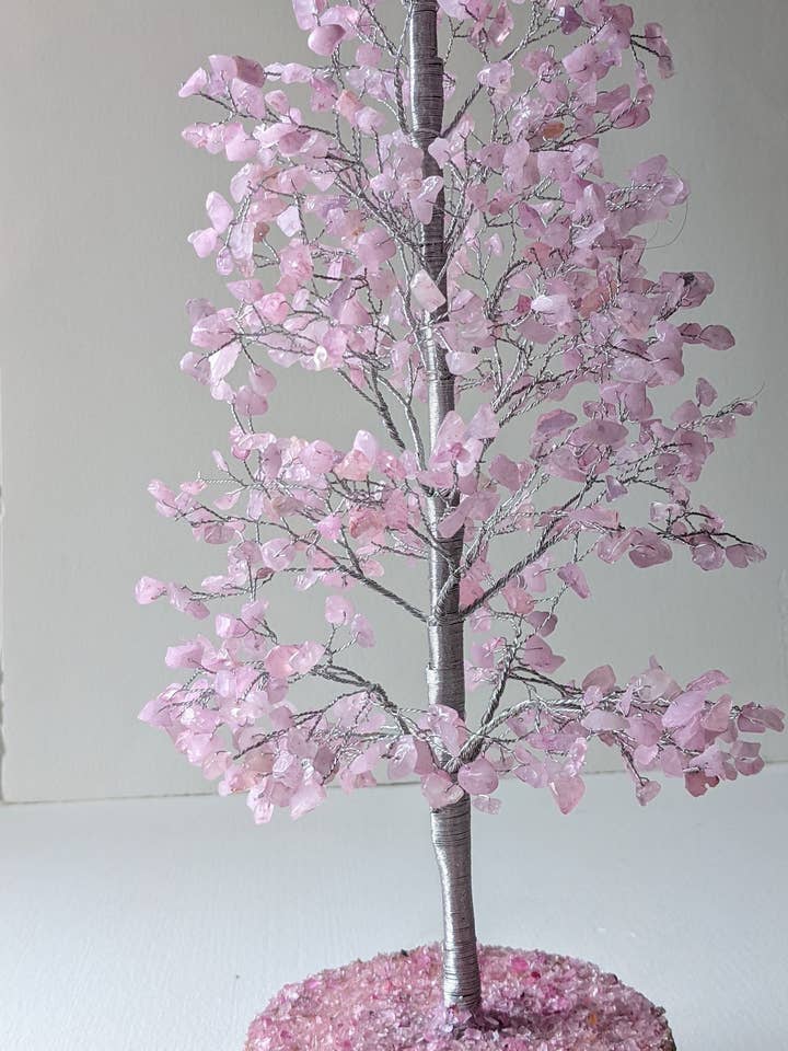 Rose Quartz Gemstone (1000 chips, Silver wire Tree) for wholesale by jiomind