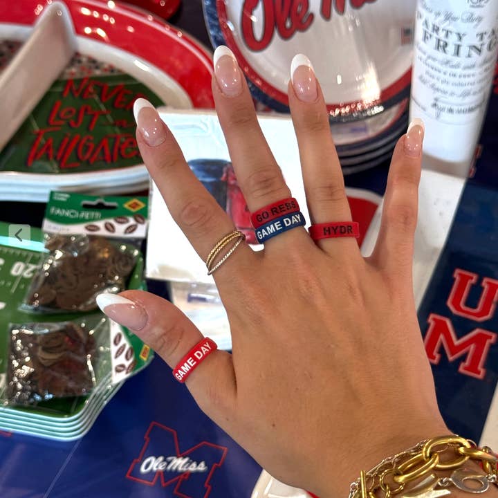 Flip Rings - Wholesale Band/Stacked Ring - Flip Reversible GO REBS / HYDR Ole Miss Ring