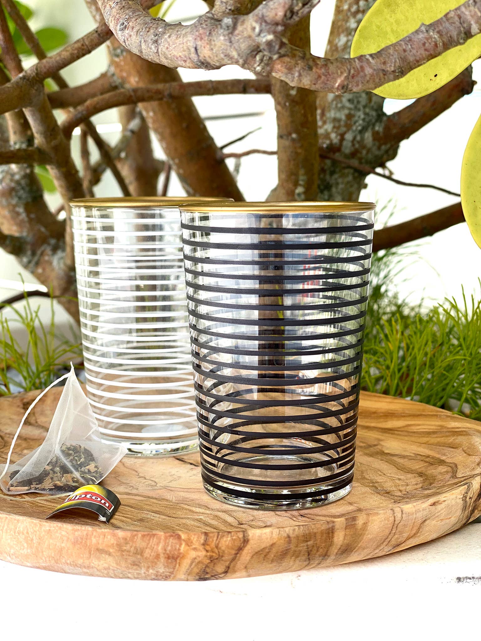 Scents and Feel - Wholesale Drinking Glass/Cup - Set of 6 Moroccan Stripes Painted Stripes2