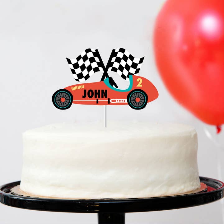 REMOVED BRAND - Wholesale Cake/Cupcake Topper - Race Car Cake Topper - Custom