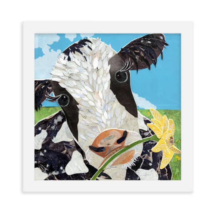 Cow Framed Collage Art Print for wholesale by more the merrlier