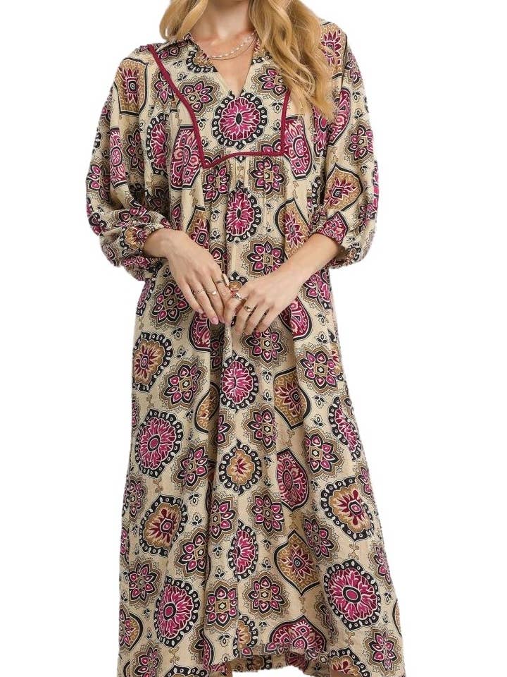 Boho Medaillonprint Midi-jurk voor wholesale door Vanilla Monkey