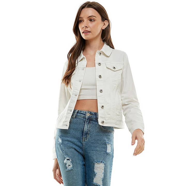 SPANDEX SOLID CASUAL DENIM JACKT for wholesale by Clothing of America