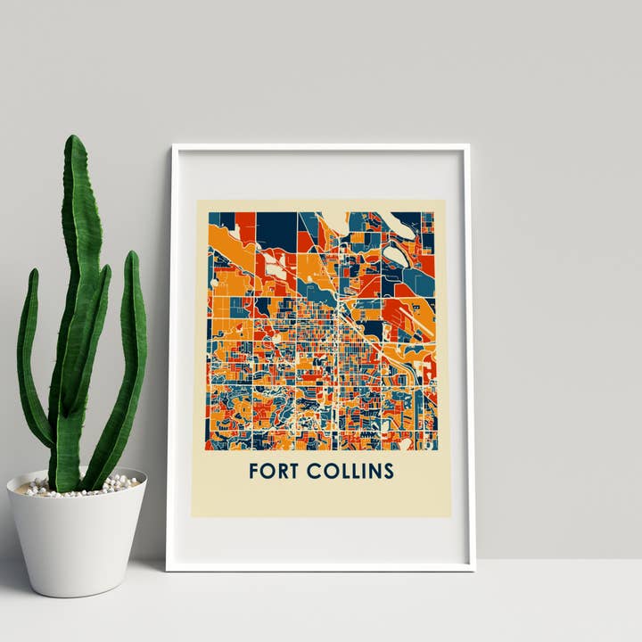 Stampa mappa prussiana Fort Collins, 20,3 x 25,4 cm, stile croma per la vendita all'ingrosso da parte di ILIKEMAPS