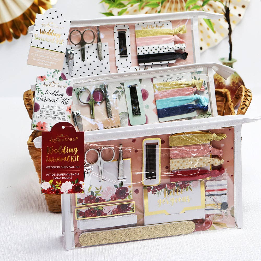 Kate Aspen - Wholesale Toiletry Bag - Women's - Burgundy Blush Floral Wedding Survival Kit5