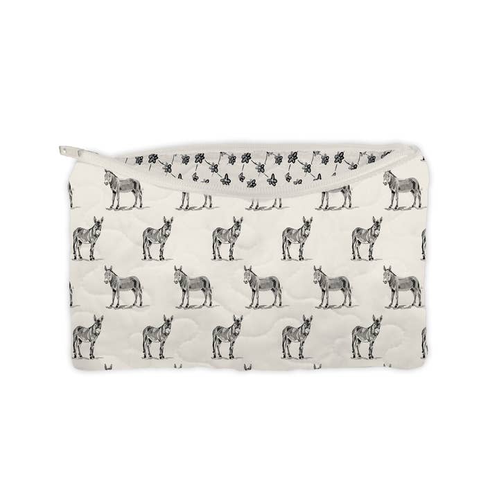 Ida Mae Home - Wholesale Makeup/Cosmetic Bag - Donkey Icon Linen/Black Quilted Makeup Bag6