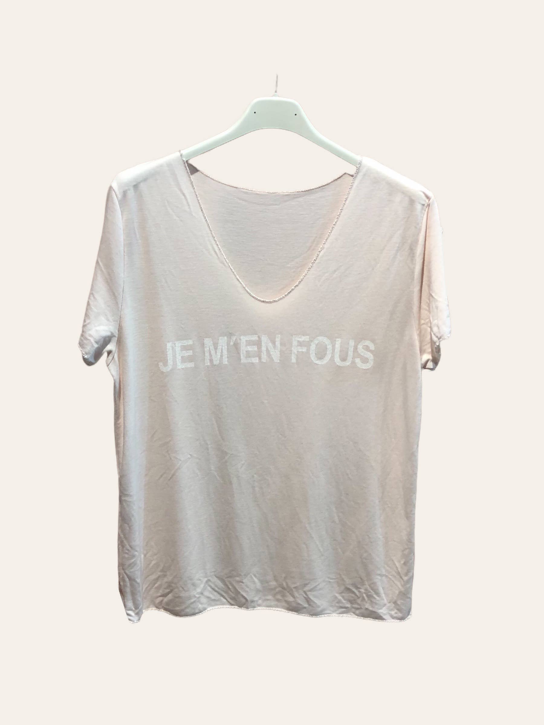 Moonsun - Wholesale Screen Printed T-Shirt - Women's - “I don't care” short sleeve t-shirt