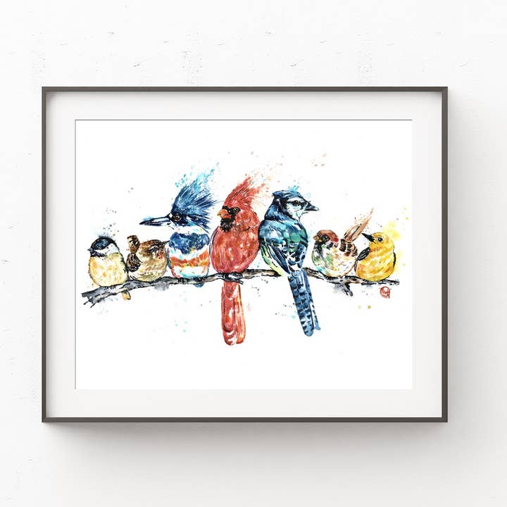 Birds - Peeps Watercolor Art Print - Wildlife Art, Cottage for wholesale by Whitehouse Art
