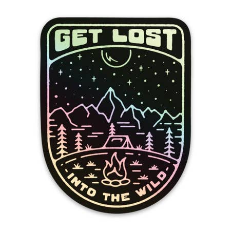 Autocollant holographique Get Lost - Into the Wild pour la vente par EARTHWILD