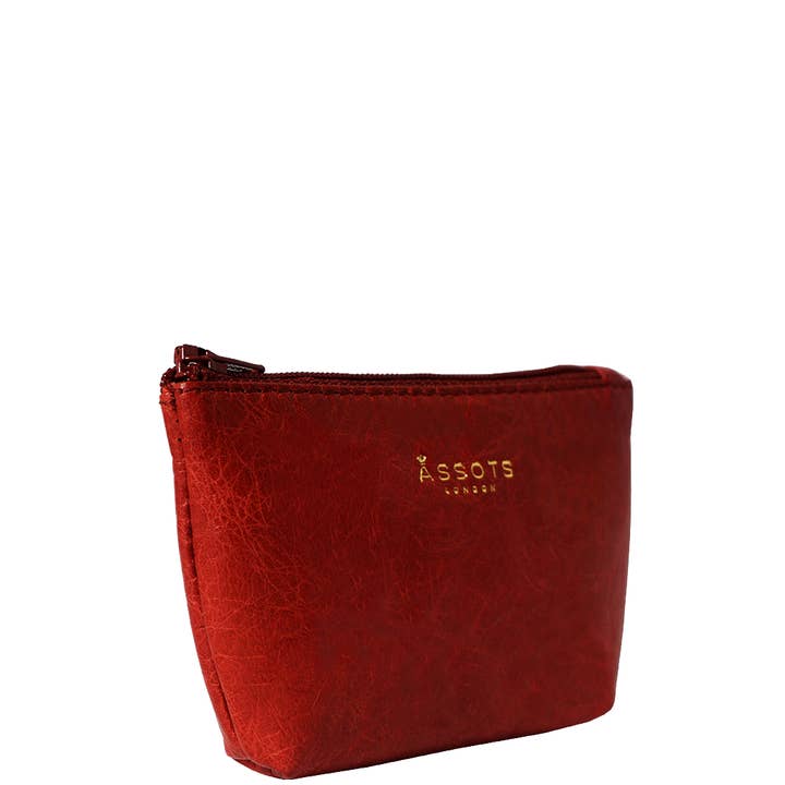 Assots London – wholesale Coin purse – Women’s – 'Diana' Red Full Grain Leather Zip Top Coin Purse2
