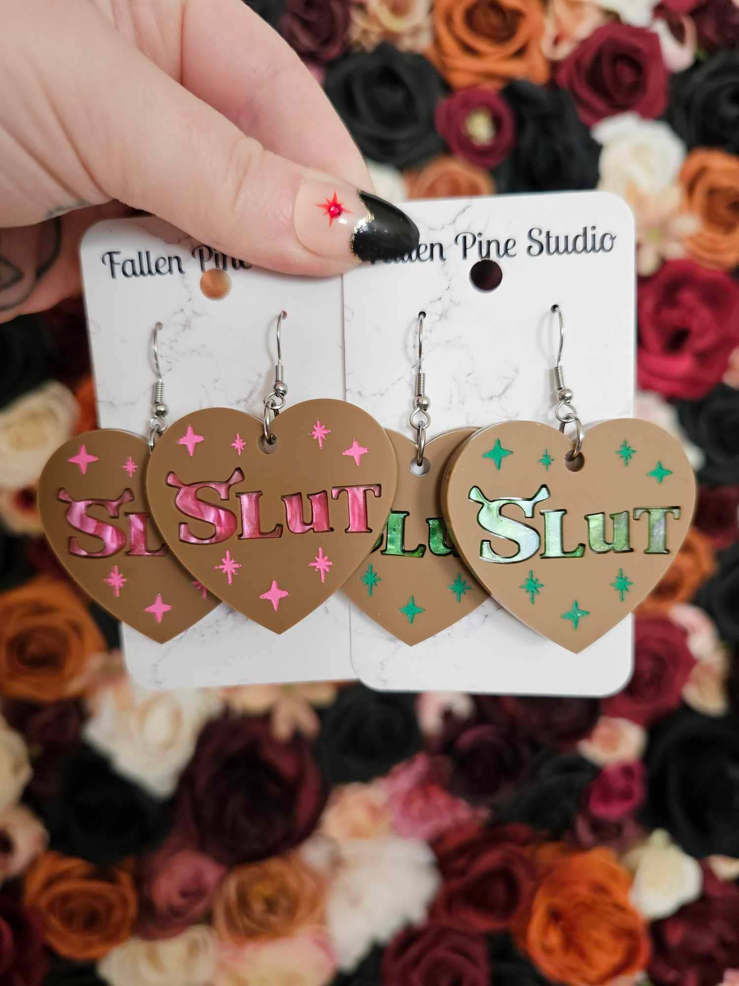 Fallen Pine Studio - Wholesale Dangle Earrings - Ogre Slut Hearts2