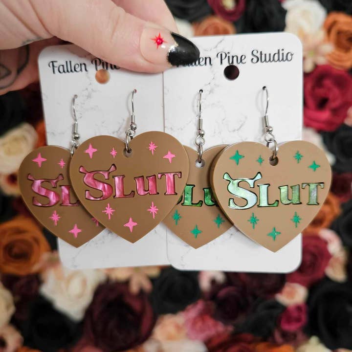 Fallen Pine Studio - Wholesale Dangle Earrings - Ogre Slut Hearts2