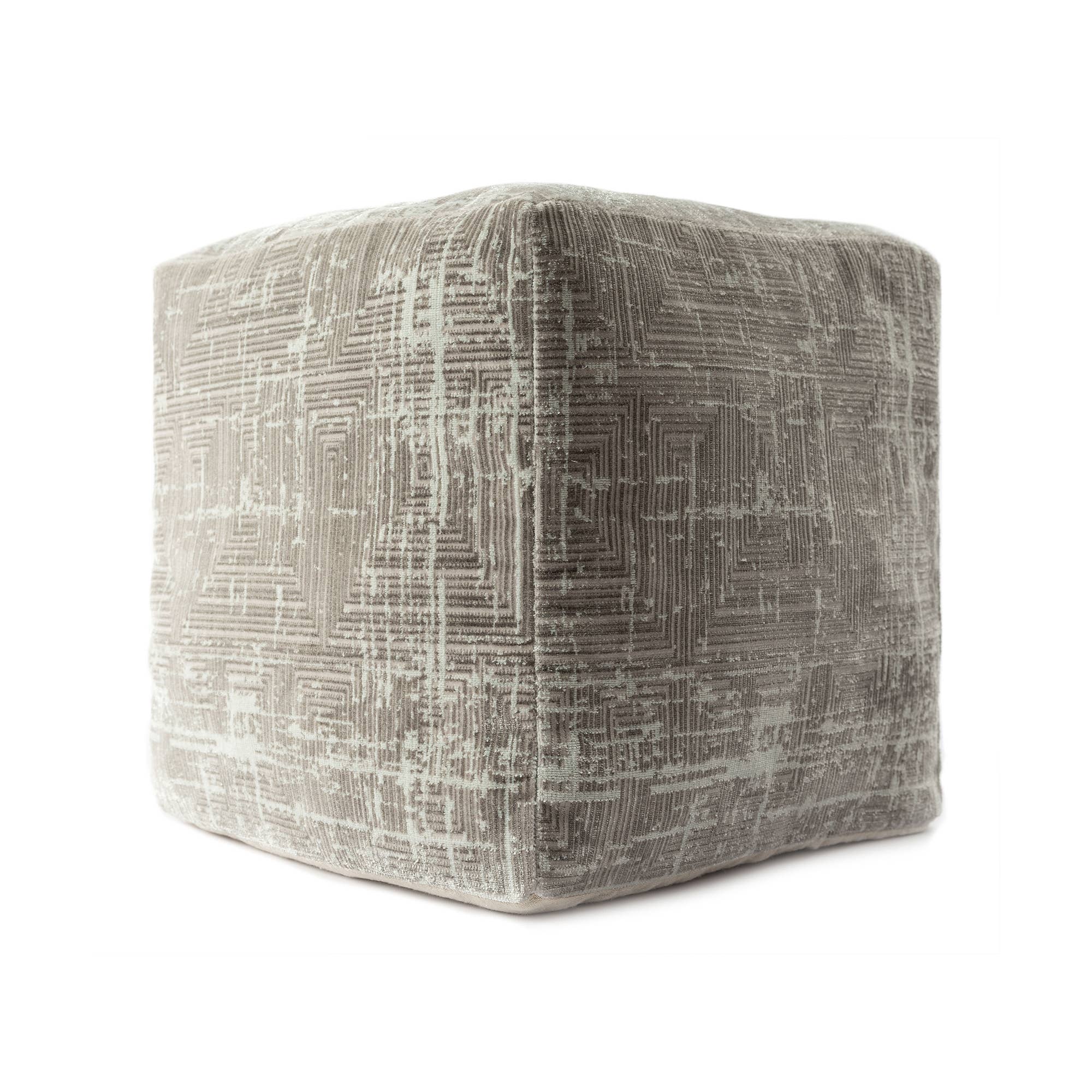 LR Home - Wholesale Pouf - Melisa Transitional Geometric Ultra-Soft Pouf, Gray/Ivory6