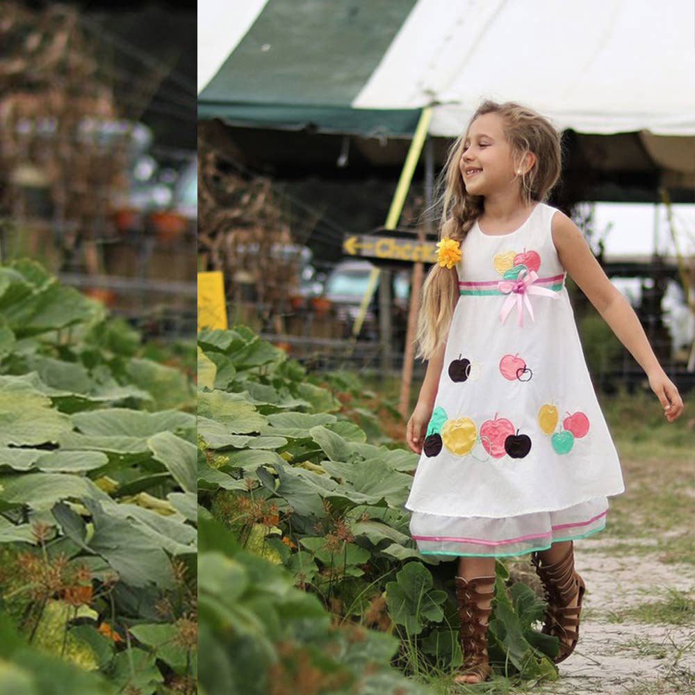 SISSYMINI - Wholesale Dress - Kids - Apple Applique Organza Ruffles Dress 878-2836