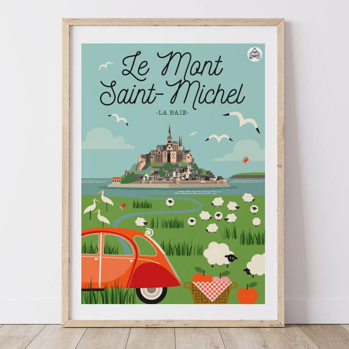 Poster decorativo elegante e vintage Mont Saint Michel - La Baia per la vendita all'ingrosso da parte di Les Petits Yéyés