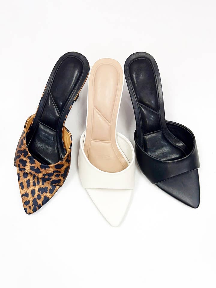 CCOCCI - Wholesale Low Heels - Women's - SUSAN-1 OPEN POINTED-TOE KITTEN HEEL MULE