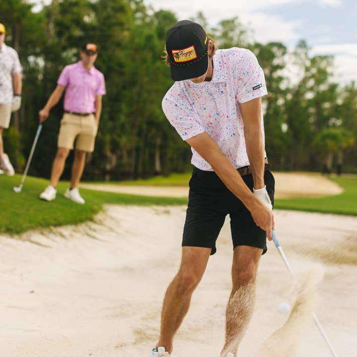 Shank It Golf - Wholesale Polo - Men's - Paint Splatter Polo White