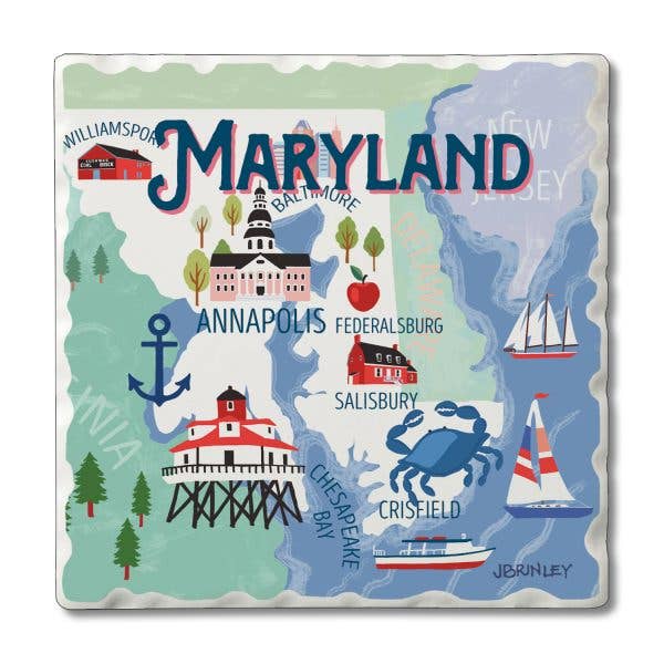 4Pk Single Image Coaster Set - State Attractions - MD for wholesale by CounterArt/Highland Home/Thirstystone/CoasterStone