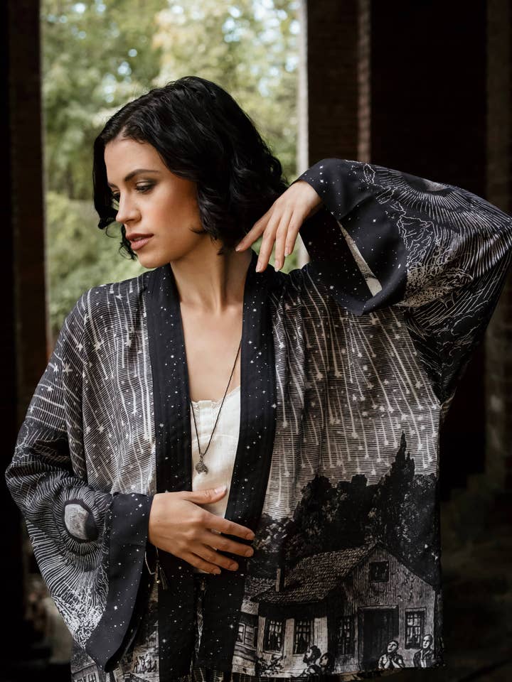 Stargazer Pixie Duster Verkorte Kimono met Vallende Sterren voor wholesale door Market of Stars (Worldwide)