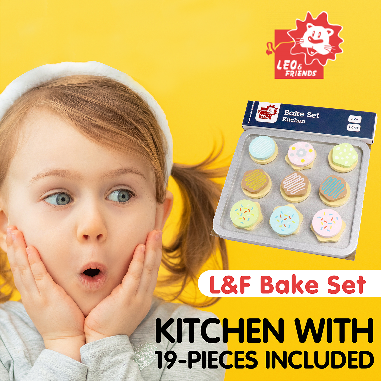 Leo & Friends - Wholesale Toy Set - Kids - L&F Bake Set Kitchen with 19-Pieces Included2