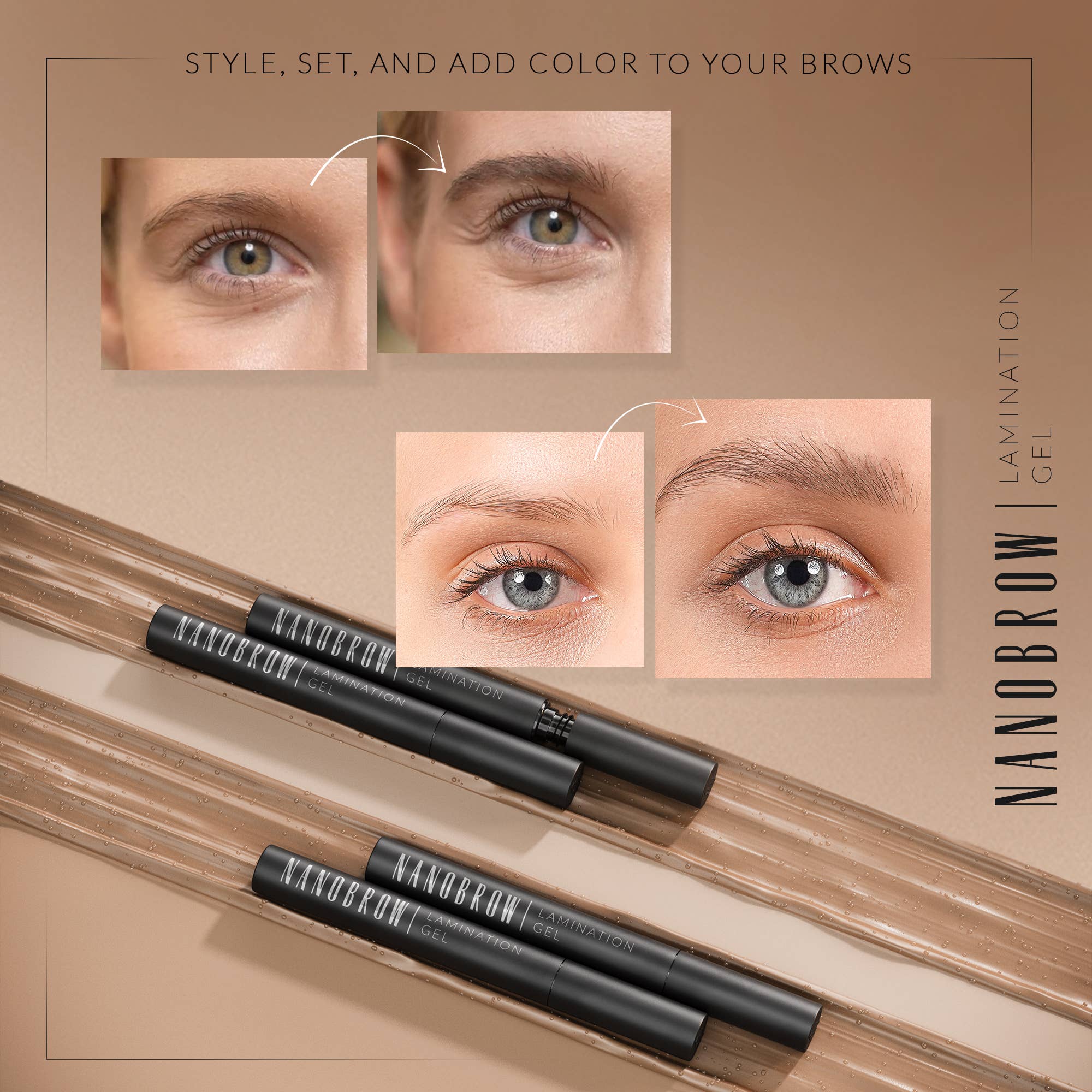 Everett Cosmetics - Wholesale Eyebrow Pencil/Filler - Nanobrow Lamination Gel Beige  – brow gel, brow styling2