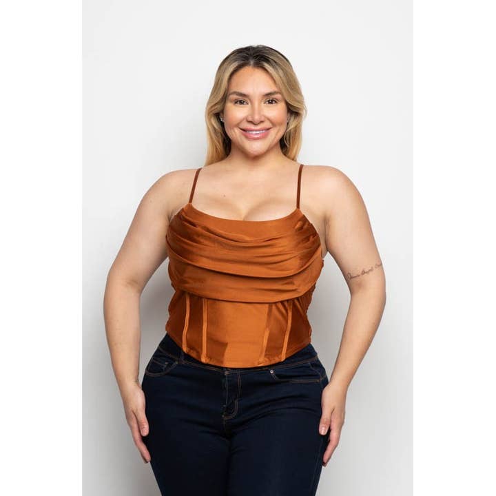 PLUS SIZE COWL BUSTIER CAMI TOP TANQUE por atacado de Curve Market