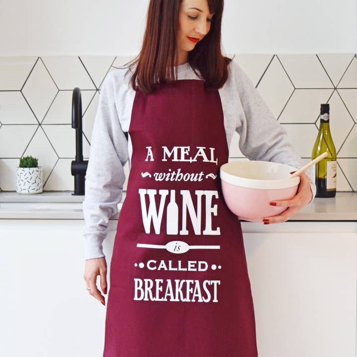 'A Meal Without Wine' Apron for wholesale by Of Life & Lemons