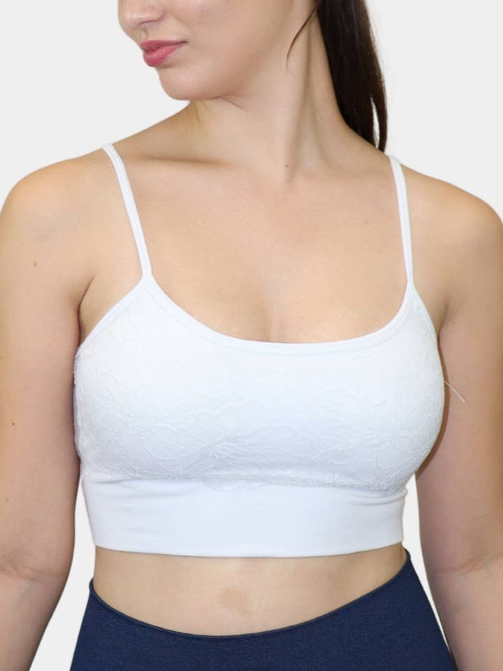 ELIETIAN - Wholesale Bralette - Women's - Spaghetti Strap Bra w/Lace Overlay4