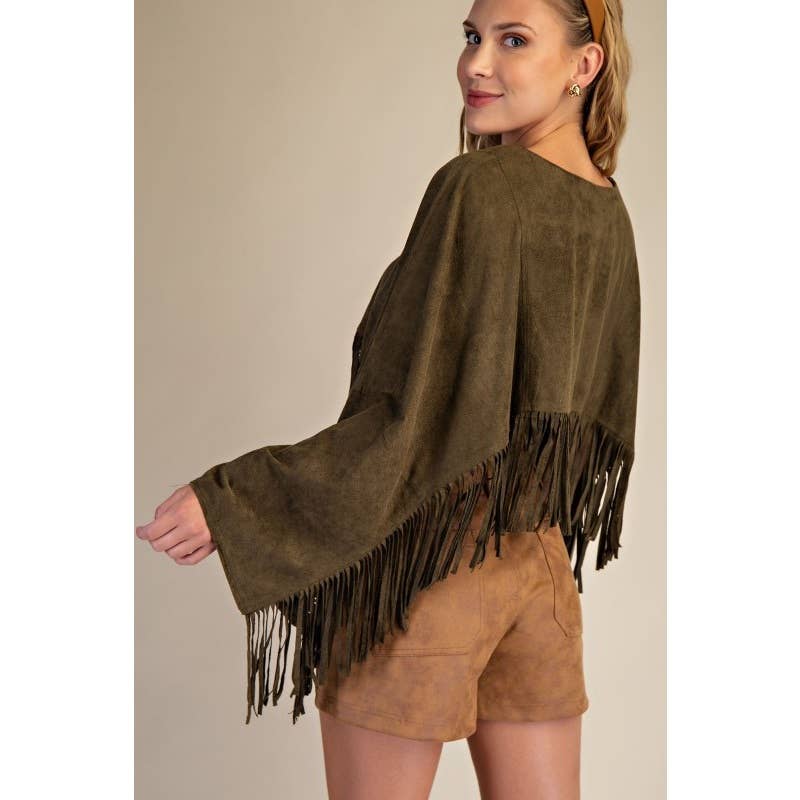 Upmost - Wholesale Jacket - Women's - Women Suede Fringe Cape14