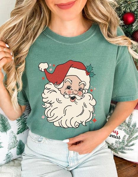 Adelle Linen - Wholesale T-Shirt (Graphic) - Women's - Vintage Santa Face Tee