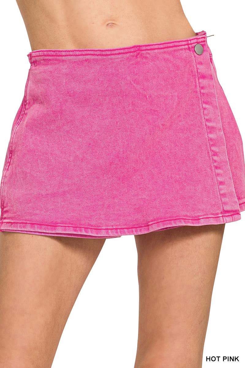42POPS - Vente Jupe-short – femme - Jupe-culotte en denim à boutons-pression16