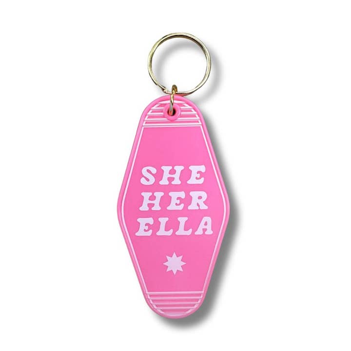 She/Her/Ella Keychain for wholesale by Bright Littles
