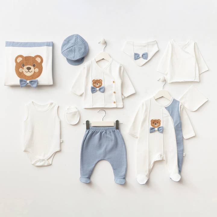 Omnis Pura - Wholesale Clothing Set - Baby - Teddy Bow 10‑Piece Newborn Layette Set (0–3 Months)