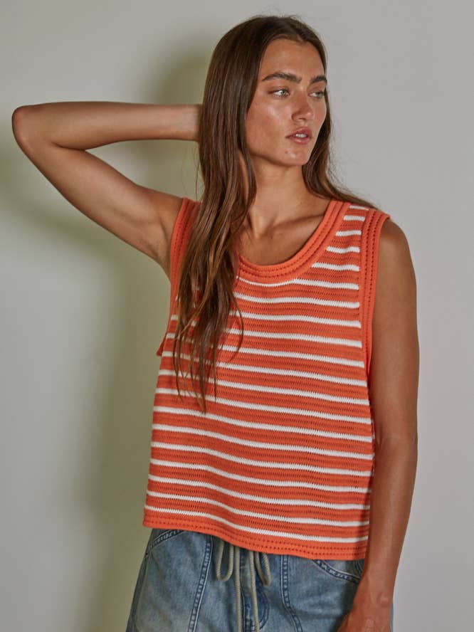 By Together - Wholesale Knit Top - Women's - W1640 | Knit Cotton Sweater Striped Sleeveless Top