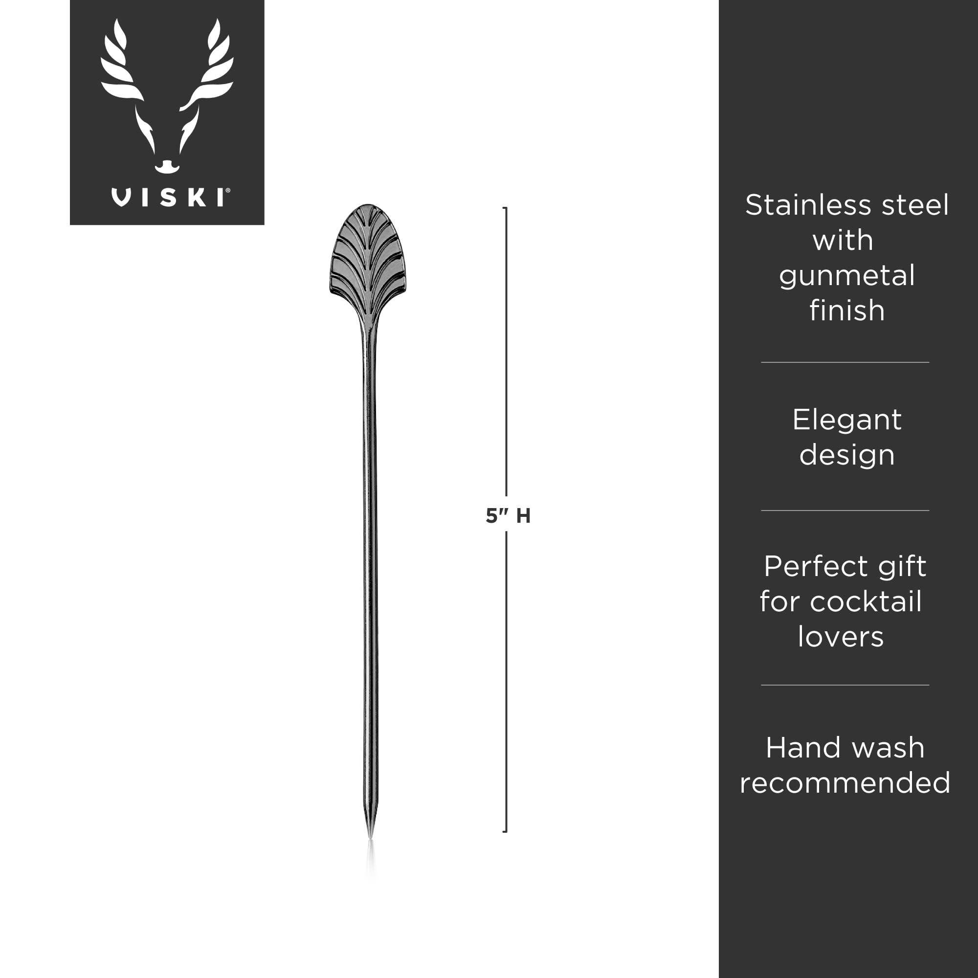 Viski - Wholesale Cocktail Pick - Art Deco Black Gunmetal Plated Cocktail Picks Set of 46