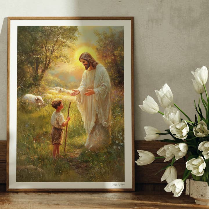 Füttere Meine Schafe | Signierter Handgefertigter Kunstdruck für den Großhandel von The Painted Gospel