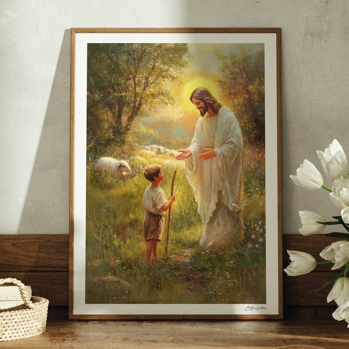 Füttere Meine Schafe | Signierter Handgefertigter Kunstdruck für den Großhandel von The Painted Gospel