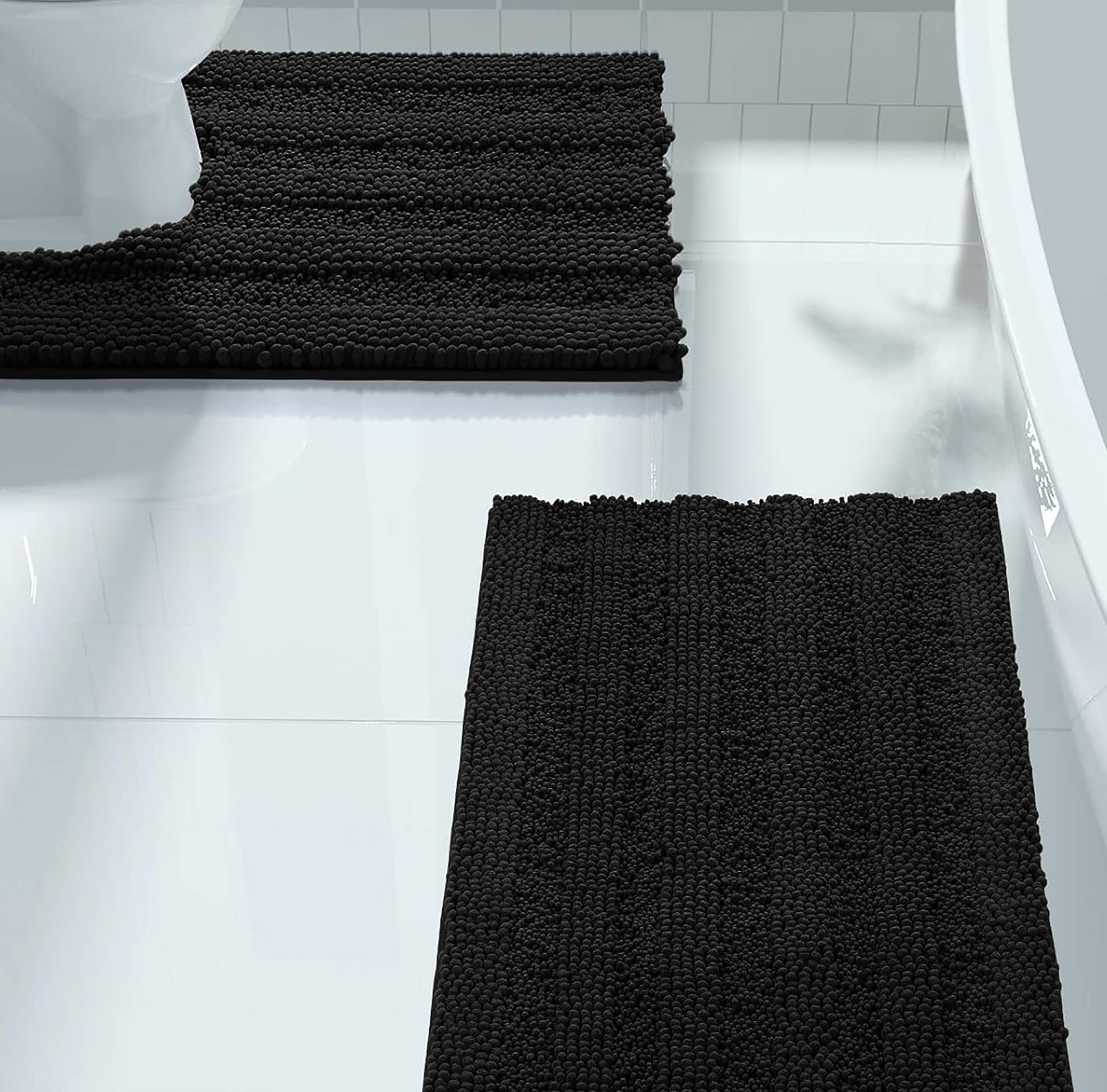 home mart goods - Wholesale Bath Mat Set - 2 Piece Soft Cozy Plush Chenille Bath Mat & Contour Bath Rug3