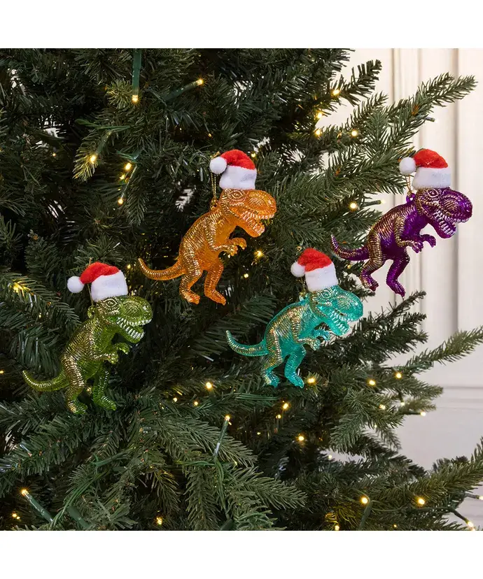 Kurt S. Adler, Inc. - Wholesale Ornament - 3.7" Colorful Dinosaurs W/Santa Hat 4 Assorted1