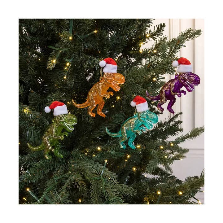 Kurt S. Adler, Inc. - Wholesale Ornament - 3.7" Colorful Dinosaurs W/Santa Hat 4 Assorted1